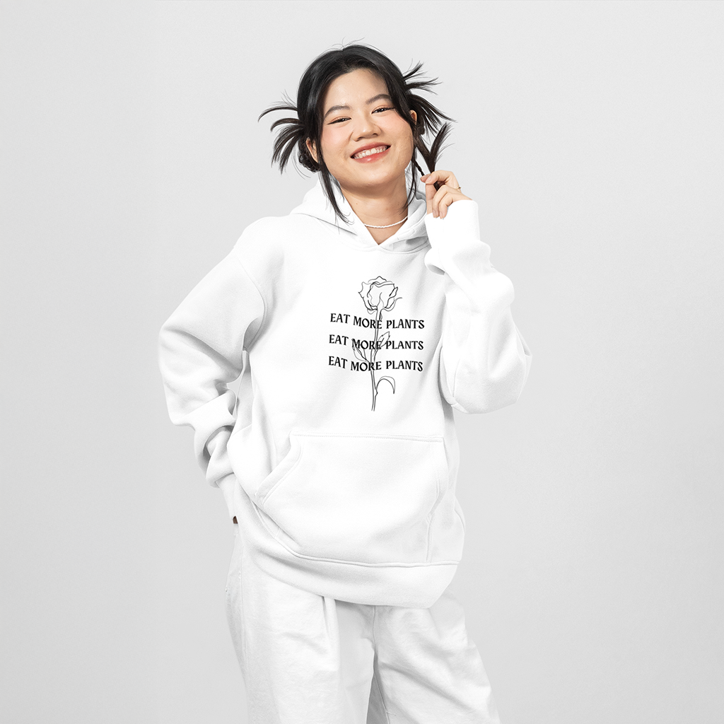 Mangez plus de plantes - Sweat à capuche surdimensionné (unisexe)