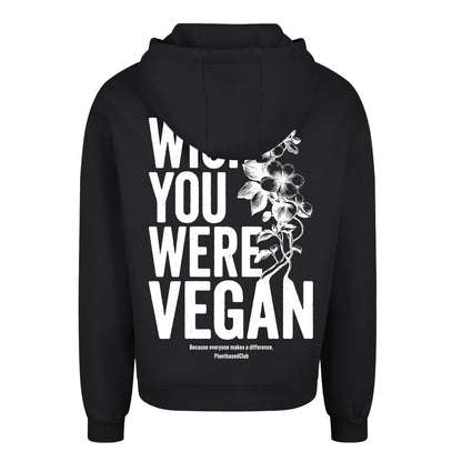 Oversize hoodie without drawstring Wish you were Vegan 3