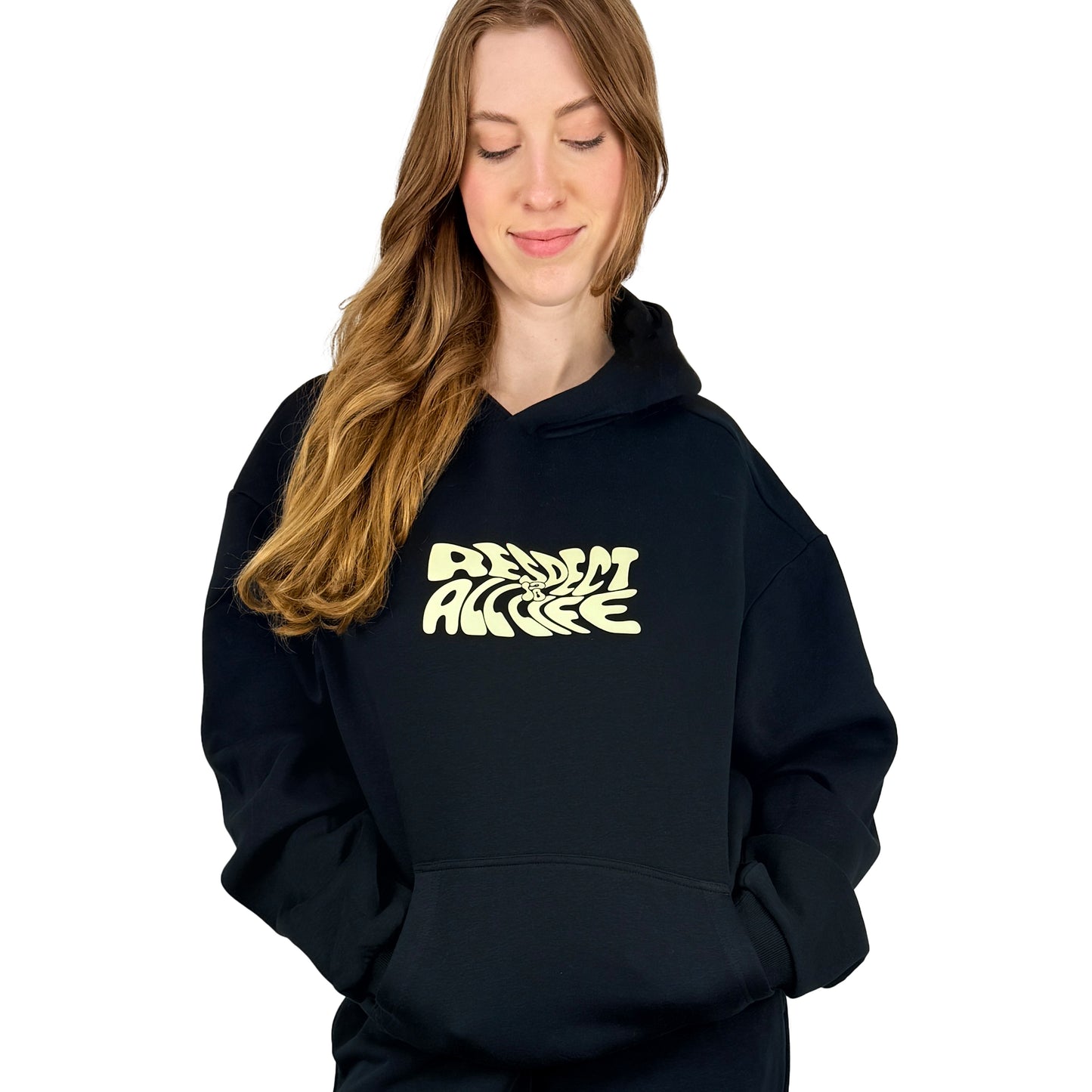 Oversize hoodie without drawstring Respect all life 3