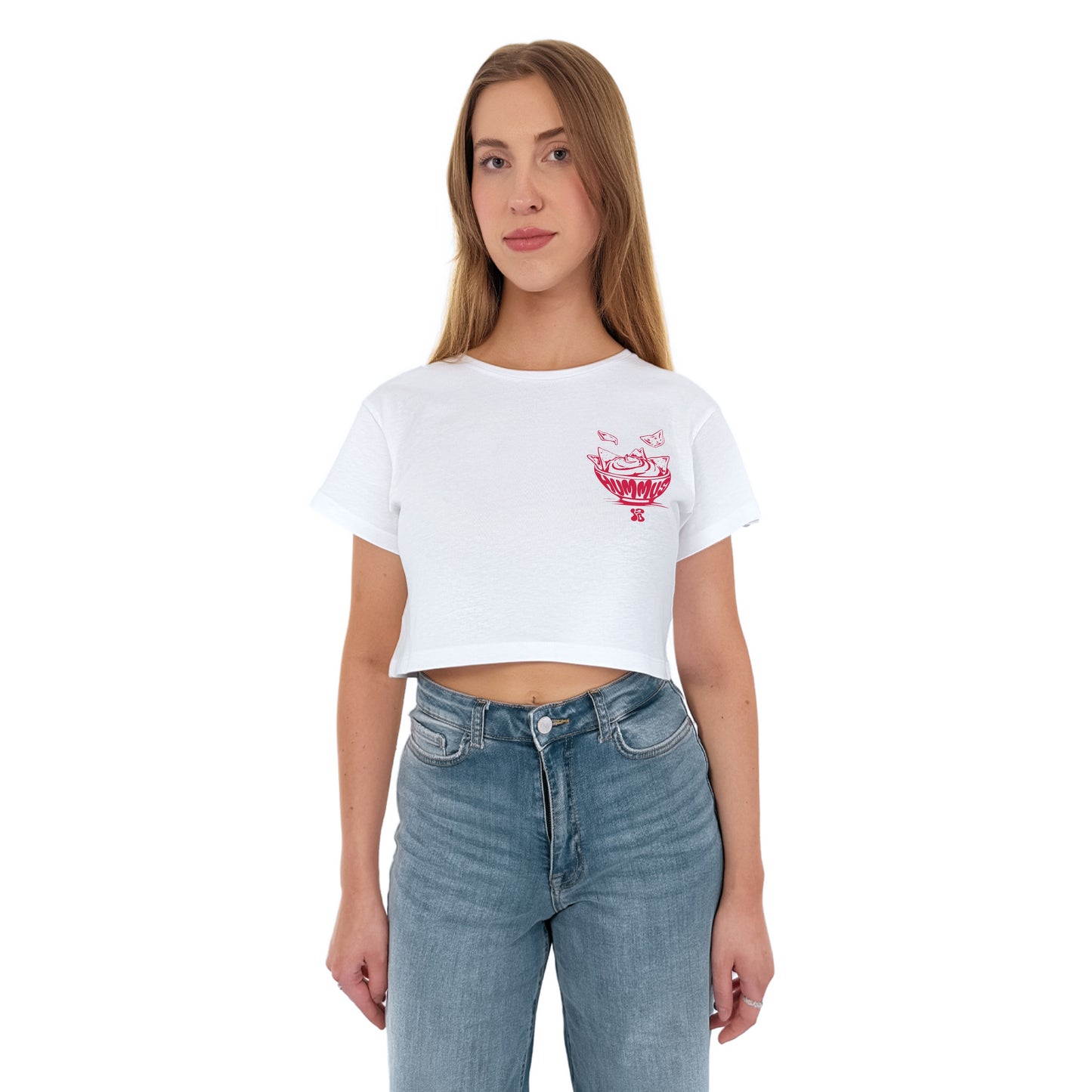Women's Oversized Crop Top Spread Hummus Not Hate 3